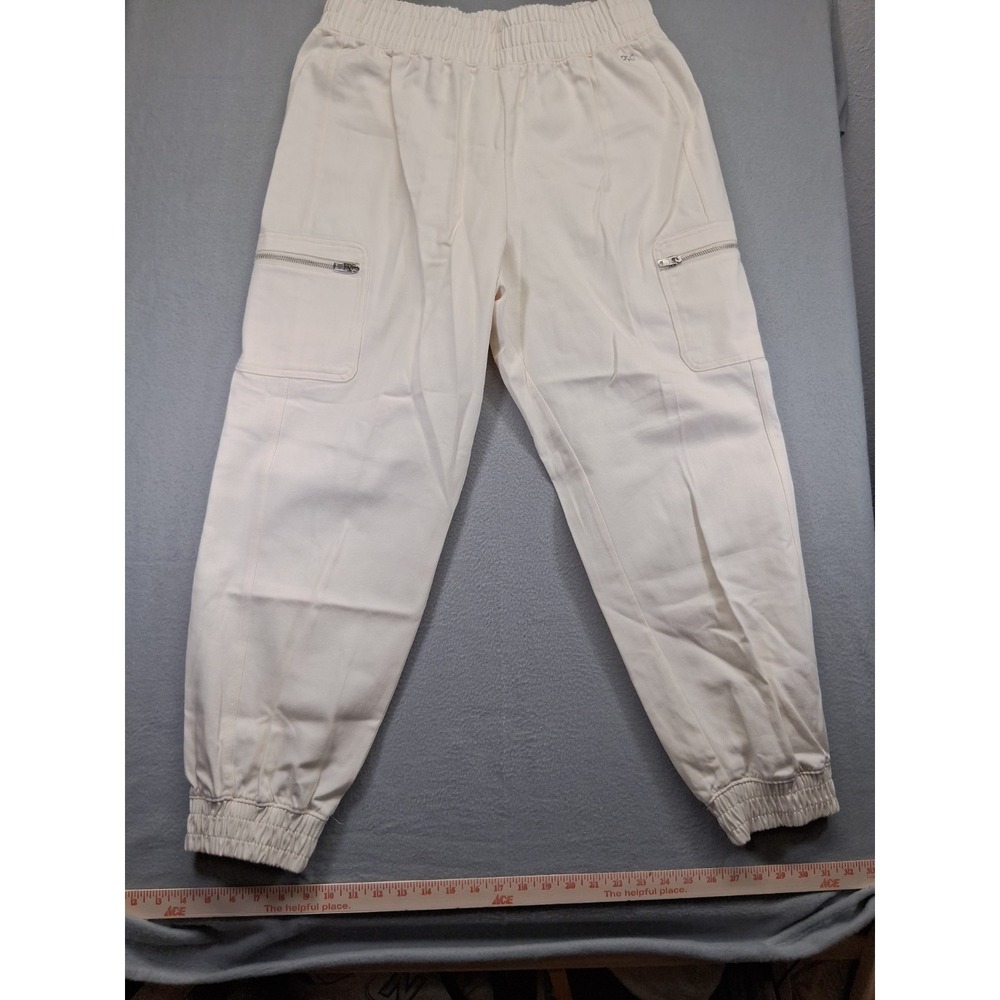 DSG Women Beige Cargo‎ Joggers Pants Size L Pockets Elastic Waist High Rise
